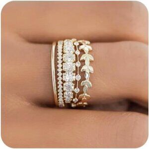 Women's Stackable Gold Rings Non Tarnish Trendy Dainty 14K Gold Plated